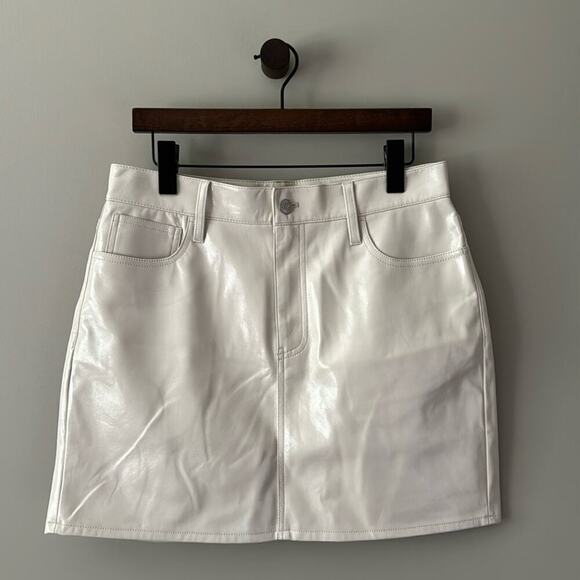 NWT MADEWELL FAUX LEATHER CREAM MINI SKIRT WOMEN’S SIZE 29 - Picture 1 of 6